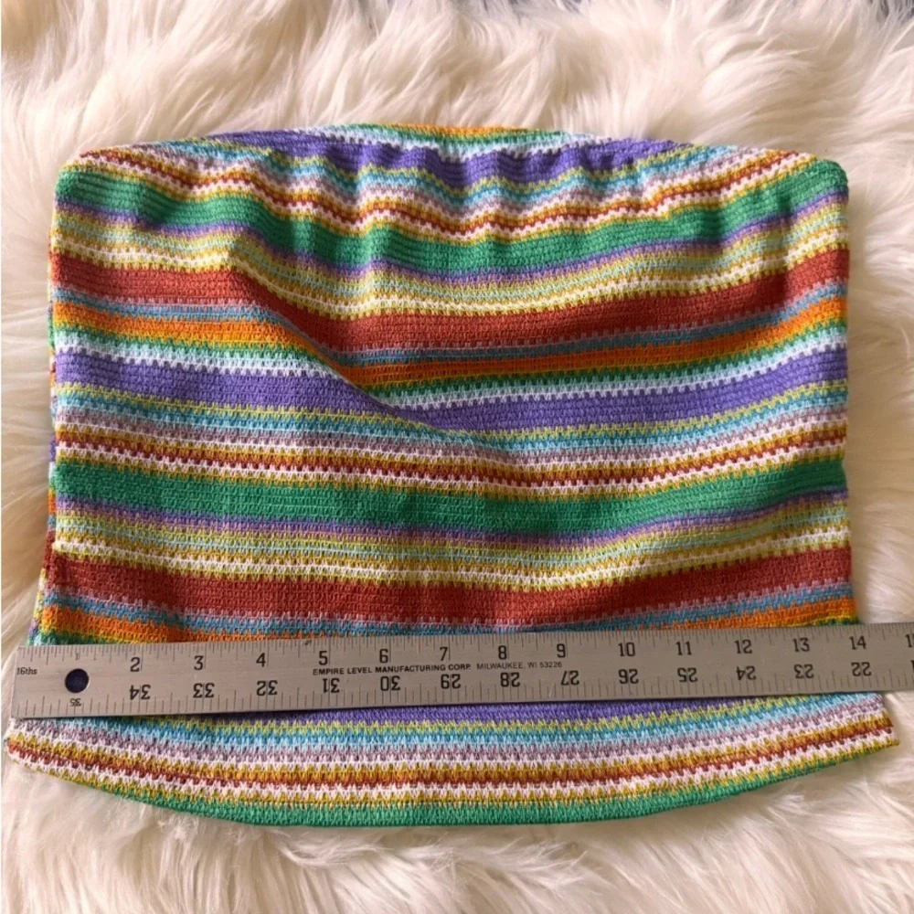 SHEIN Boho Bandeau Tube Top Strapless Knit Crop Y2K Summer Size Large - Picture 11 of 14